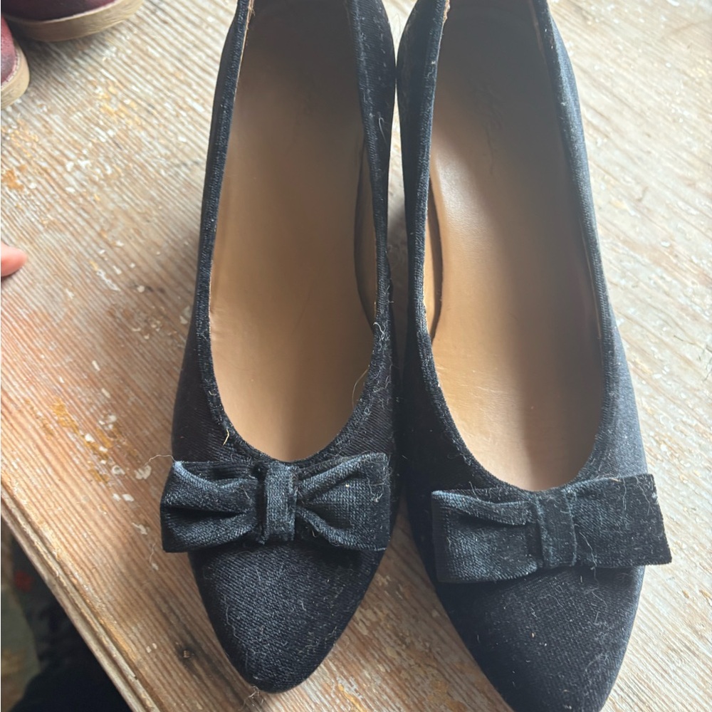 L.L. Bean Black Heels with Bow Accent